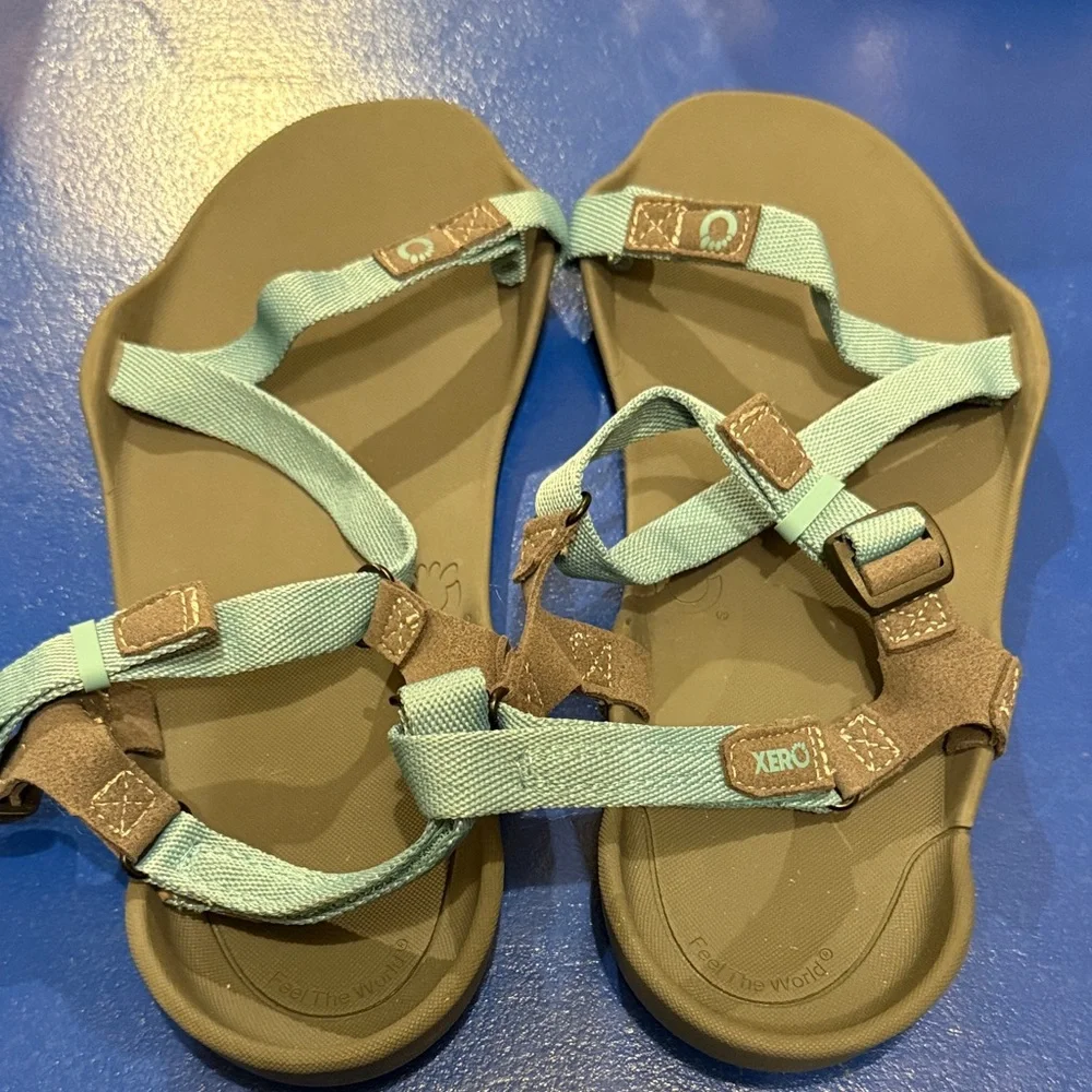 Xero Shoes Z-Trek Sandals W9 NEW Barefoot Minimalist Hiking Blue - Picture 5 of 7